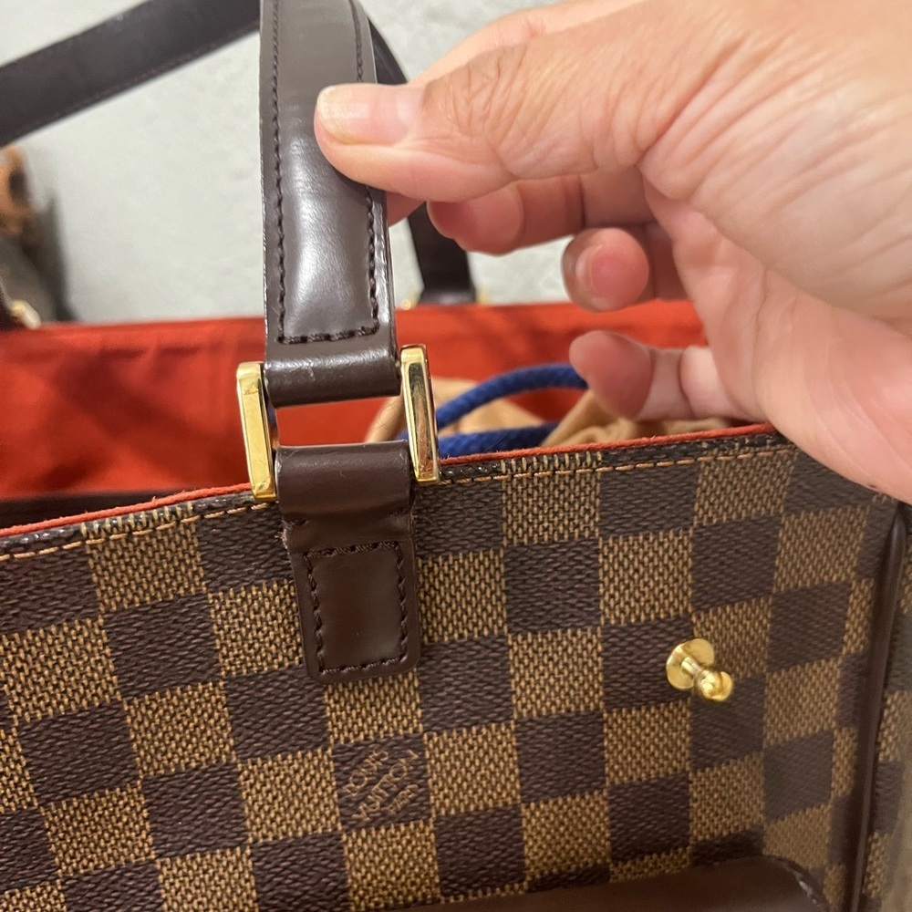 LV Uzes  in Damier Ebene Briefcase with Leather Handles - Picture 6 of 14